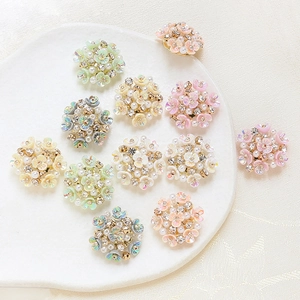 Exquisite 3D flower cluster charms with pearls and rhinestones in candy colors for DIY crafts