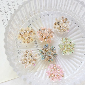 Colorful floral jewelry charms with pearls and rhinestones for DIY handmade accessories