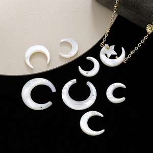 White crescent moon mother of pearl shell pendants for DIY jewelry making