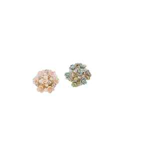 Delicate flower stud earrings with colorful enamel petals and faux pearl accents