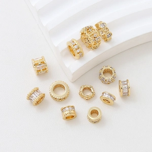 Perline distanziatrici placcate oro 18k con zirconi per bracciali e collane fai da te