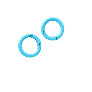 Set of two bright blue round spring snap hooks for DIY keychain and accessory making