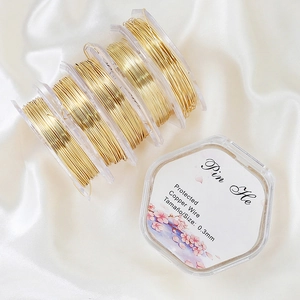 0.3mm 18k gold plated copper jewelry wire on reels for DIY beaded bracelet crafting