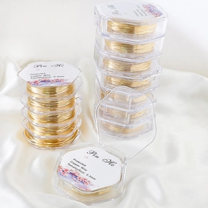 Close-up of 0.3mm and 0.5mm 18k gold plated copper wire for DIY jewelry making