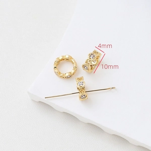 Dettaglio anello distanziatore 10mm placcato oro 18k con zircone per gioielli DIY