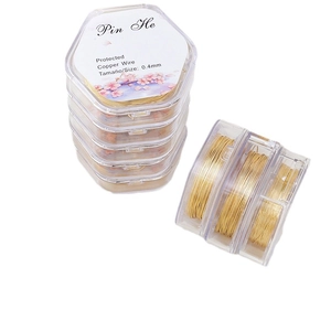 0.4mm gold plated copper wire for DIY jewelry making in transparent hexagonal cases
