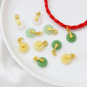 Imitation jade donuts pendants with gold-plated buckles in various vibrant colors