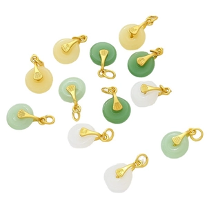 Various faux jade peace buckle pendants with gold plated clasps for jewelry making