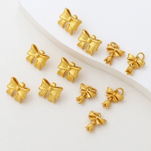 Gold plated bow pendant charms for DIY jewelry making necklace and bracelet crafts