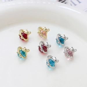 Cat planet charm pendants with colorful beads for DIY jewelry and necklaces