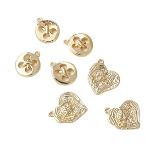 18K vergulde hart- en ronde knoopbedeltjes met zirkonen voor DIY sieraden maken