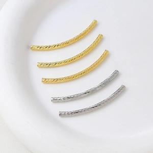 18K gold plated textured curved tube beads for DIY bracelet and necklace making