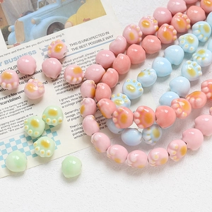 Perles chat en céramique pastel pour bijoux en rose bleu ciel et vert menthe
