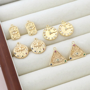 14k vergoldete Anhänger mit Zirkonia-Böse-Auge für DIY-Schmuckherstellung und Halsketten