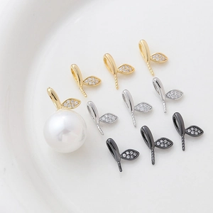 Ciondolo a Forma di Foglia in Rame Placcato Oro Zirconia Accessorio Gioielli DIY per Collana Bracciale Decorazione Künstliche Perle