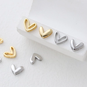 DIY 14k gold plated heart-shaped beads for handmade necklaces and bracelets
