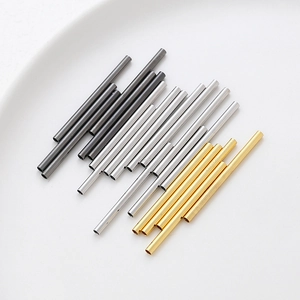 Polierte hohle Metallzylinderperlen in Gold Silber und Schwarz für DIY Schmuckdesign