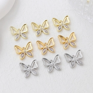 Elegant 14k gold plated butterfly pendants with marquise cubic zirconia for DIY jewelry