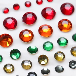 Multi-color round resin rhinestones in various sizes for DIY craft decorations
