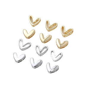 Set of 12 3D hollow heart charms in gold and silver finish for DIY jewelry making