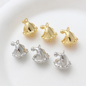 14k gold plated Christmas hat charms with cat paw detail for DIY jewelry making