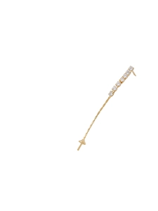 Elegant 18k gold plated drop earrings with sparkling cubic zirconia and linear chain drops