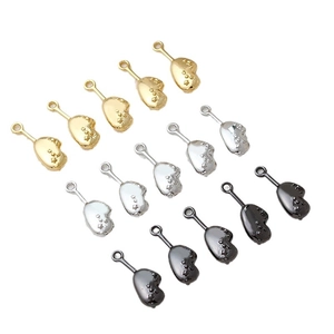 14k gold plated heart bean DIY jewelry charms with star relief in three metallic colors