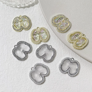 Pendentifs nœuds en alliage avec perles et zircons pour création de bijoux DIY