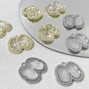 Pendentif nœud élégant en or et argent avec perles et zircon pour bijoux DIY