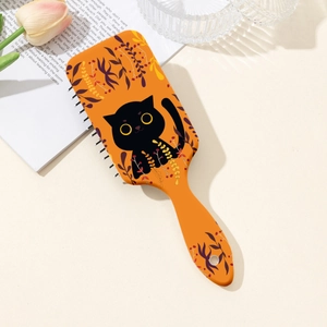 Orange cartoon black cat hairbrush with air cushion for long hair detangling