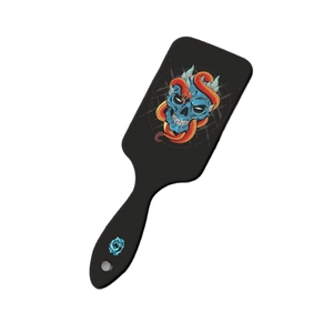 Gothic skull and snake print air cushion hairbrush with black massage handle