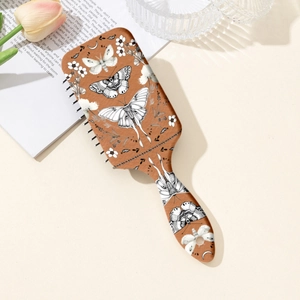 Brosse à Cheveux à Coussin d'Air Imprimé Papillon et Fleur Peigne de Massage ABS pour Démêlage et Massage du Cuir Chevelu