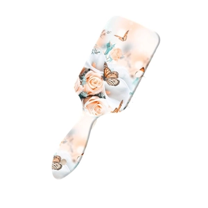 Brosse à cheveux carrée avec motif de papillon et coussin d'air massant