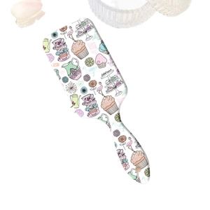Cartoon fruit print air cushion hairbrush for kids with cute afternoon tea motifs