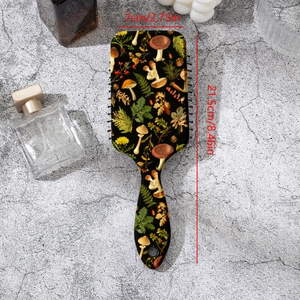 Vintage mushroom print hair brush with air cushion design for smooth styling 21.5x7cm