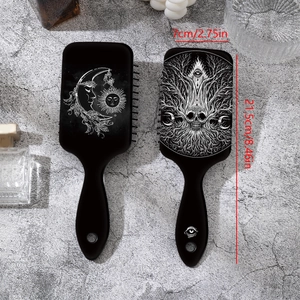 Gothic skull and celestial moon printed air cushion massage hairbrushes for women