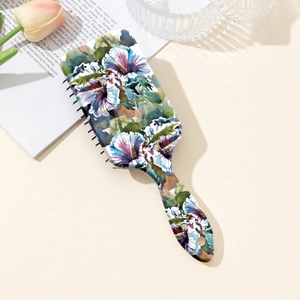 Floral print rectangular air cushion hairbrush for detangling and scalp massage