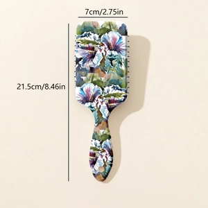 Floral air cushion massage hairbrush with watercolor pattern for detangling and styling