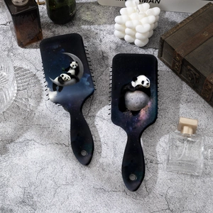 Cute Cartoon Panda Print Air Cushion Massage Hairbrush Galaxy Starry Sky Detangling Scalp Care Paddle Brush ABS Hair Comb For Women