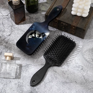 Cute panda starry night print hair paddle brush set for scalp massage and hair detangling
