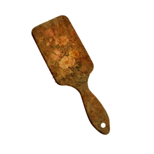 Vintage floral printed hair cushion brush with anti-tangle bristles and hanging hole