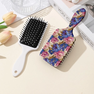 Floral oil painting air cushion hairbrush set for detangling and scalp massage