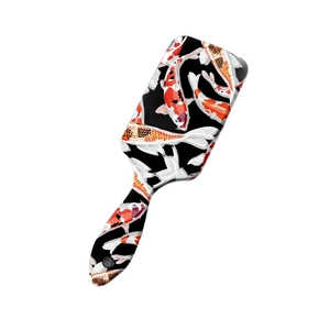 Brosse à cheveux pneumatique avec motif de carpe Koï japonaise sur fond noir pour femmes