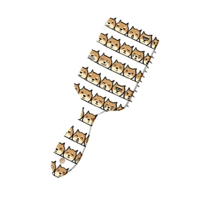 Brosse à cheveux pneumatique à motif Shiba Inu pour démêler et masser le cuir chevelu