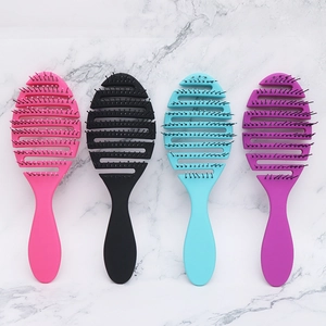 Ensemble de brosses à cheveux creuses ergonomiques en rose, noir, bleu et violet pour massage