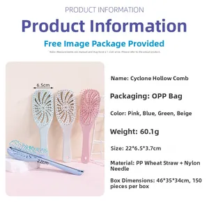 Detailed view of Morandi color hollow hairbrushes with eco-friendly wheat straw material