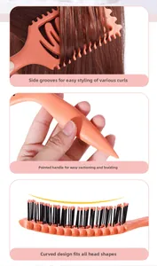 Macro view of styling hair comb with side grooves and curved ergonomic back design