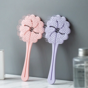 Spazzola per Capelli a Forma di Fiore Portatile Svuotata Spazzola Ventilata Pettine da Massaggio per Bambini Donne Cura Capelli