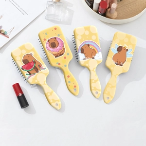 Brosse à Cheveux à Coussin d'Air Carrée Imprimé Capybara Peigne de Massage Mignon Brosse Démêlante en ABS pour Femmes