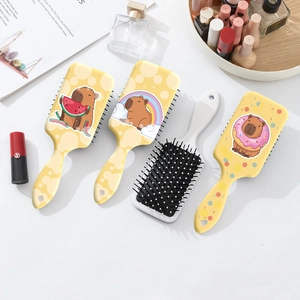 Set de brosses à cheveux carrées avec motifs capybara mignons et coussin d'air noir doux